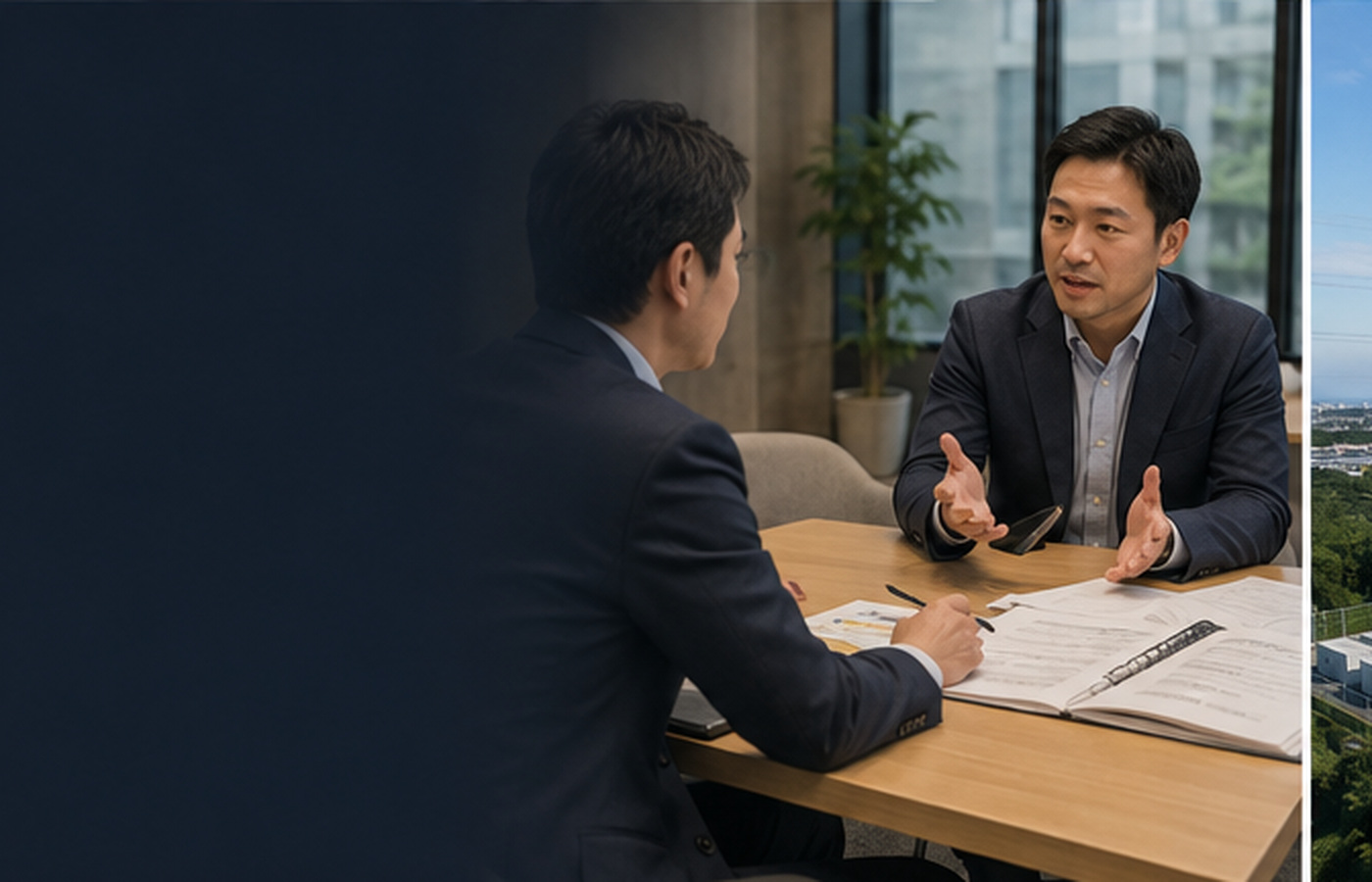 蓄電池事業の市場参加について相談するビジネス担当者