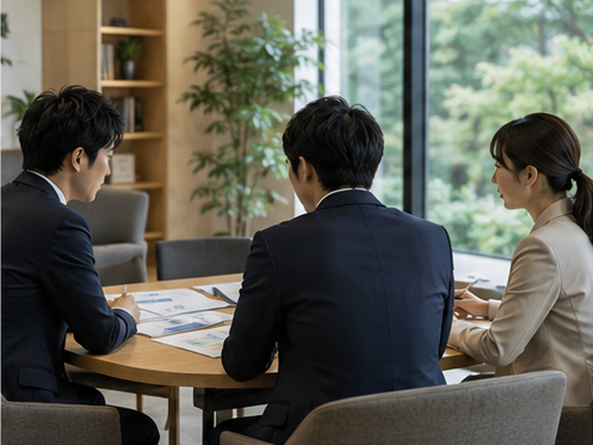 エネルギー事業の打ち合わせを行う法人担当者