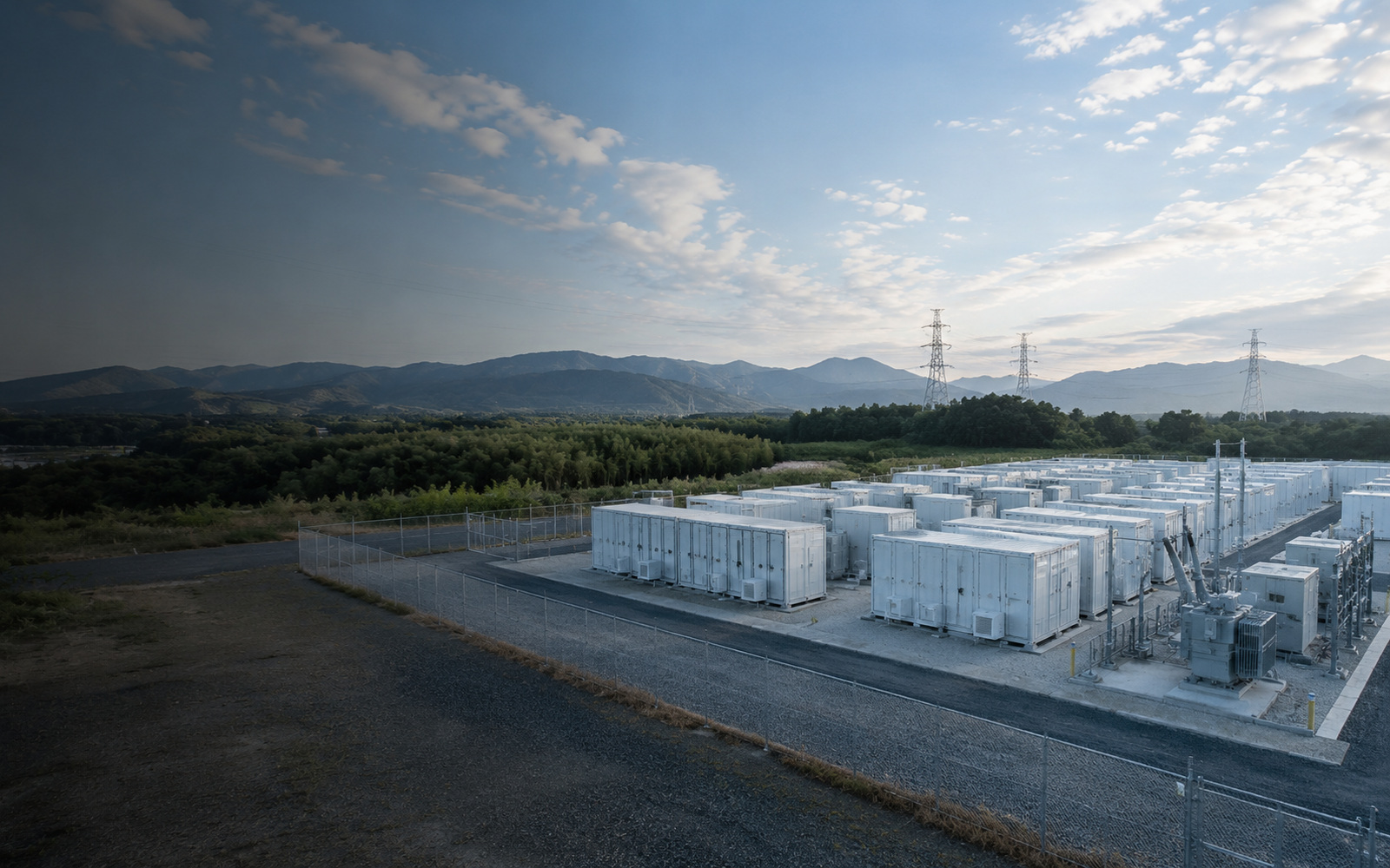 MW級の高圧系統用蓄電池所の全景イメージ写真