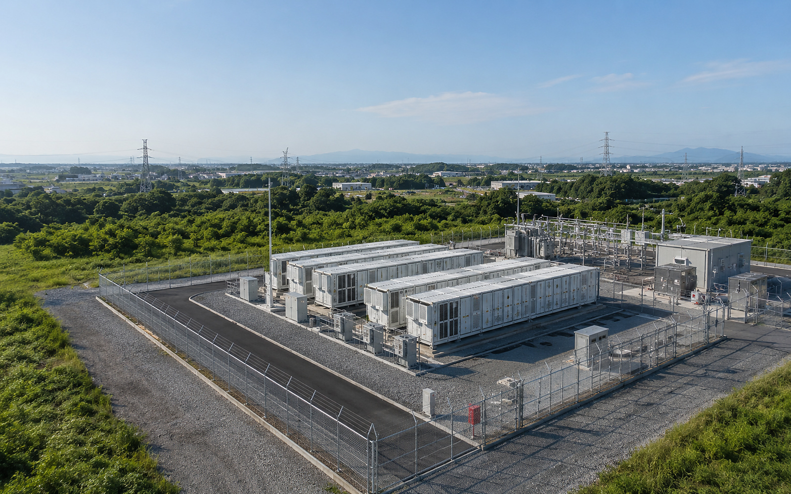 高圧系統用蓄電池のコンテナと受変電設備を備えた候補地のイメージ
