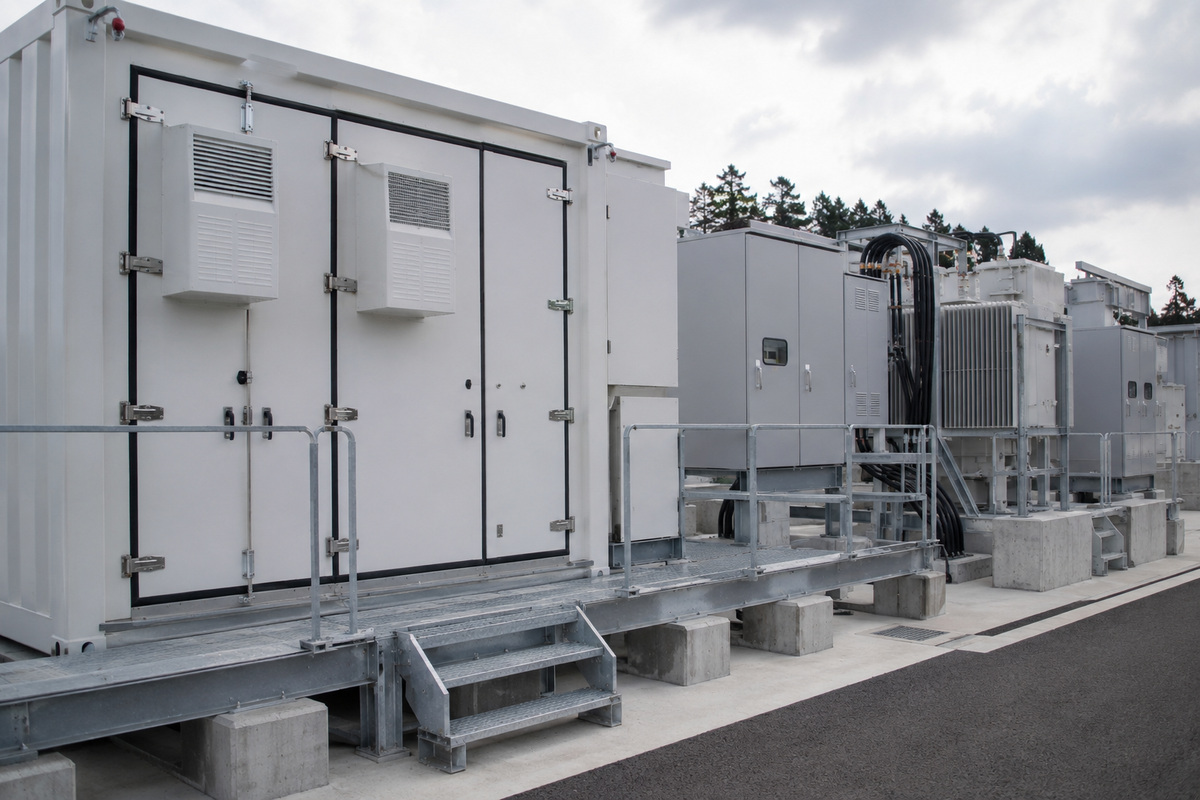 高圧系統用蓄電池NEXTESコンテナ型設備の外観写真