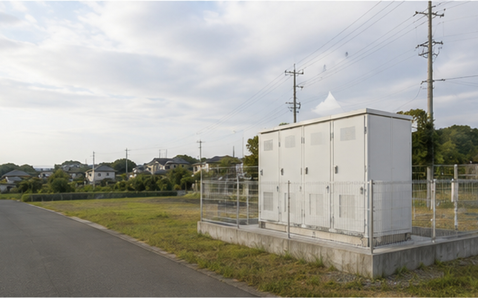 日本の郊外に設置された低圧系統用蓄電池のイメージ