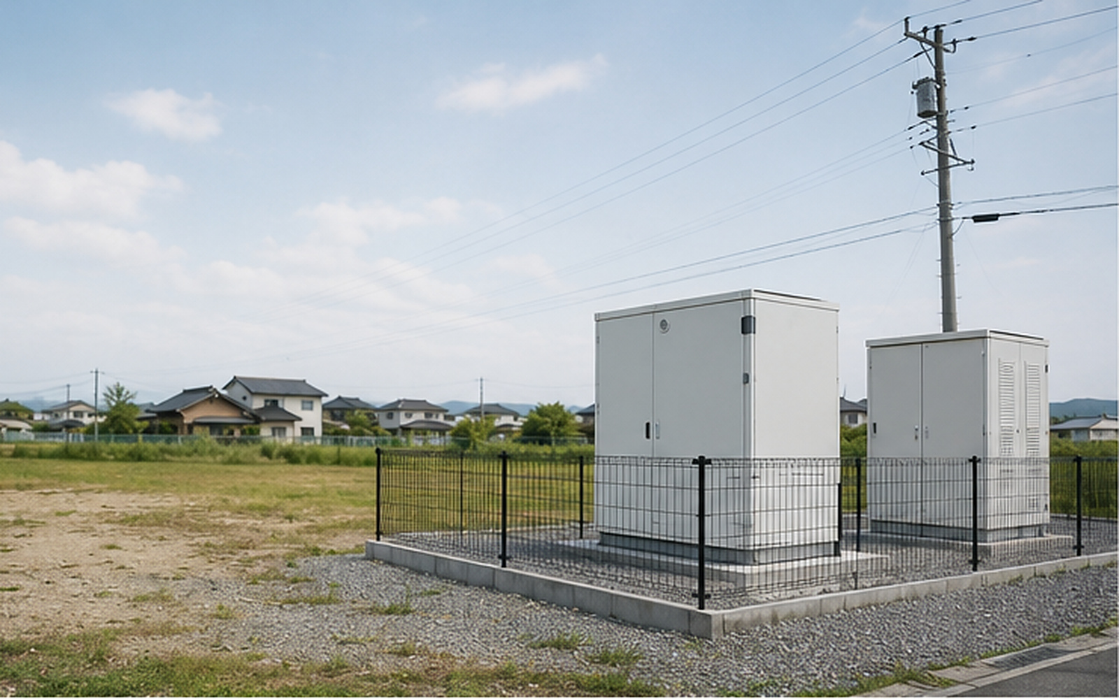 日本の郊外にある低圧系統用蓄電池の設置候補地イメージ