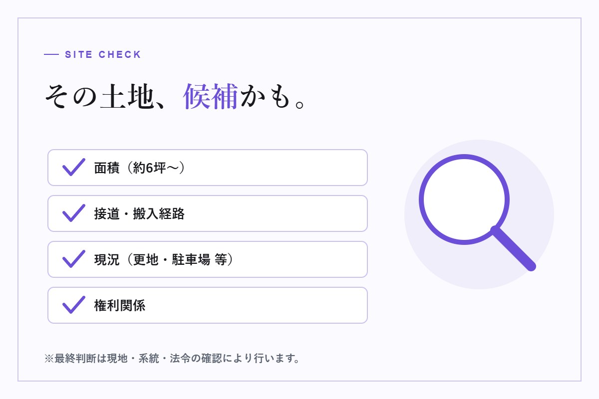 土地の現地確認を行う担当者のイメージ